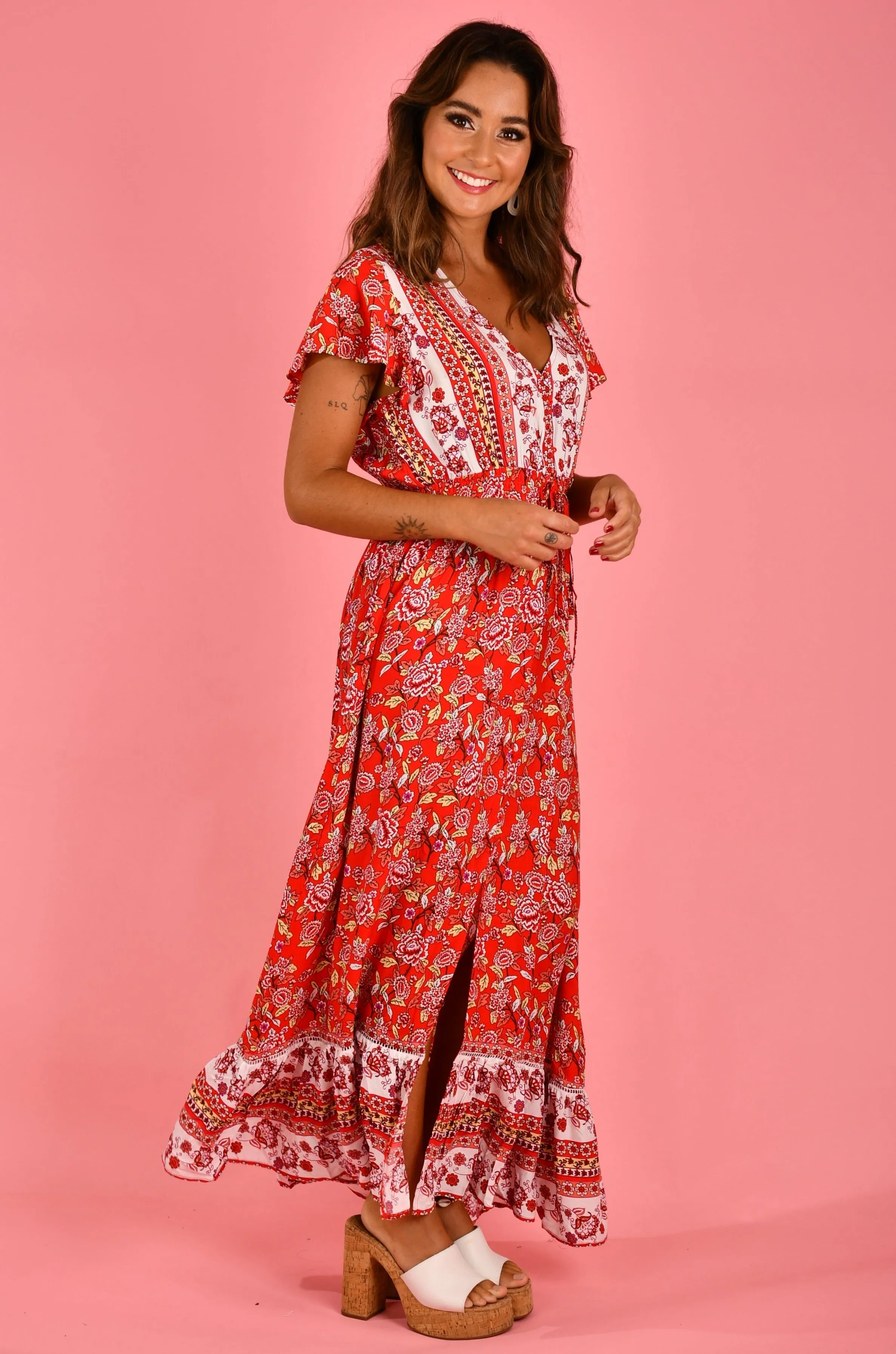 VJHD239 - GIGI MAXI DRESS - JINGLE BELL BLOOM RED