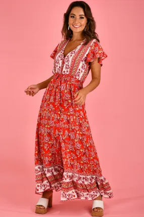 VJHD239 - GIGI MAXI DRESS - JINGLE BELL BLOOM RED