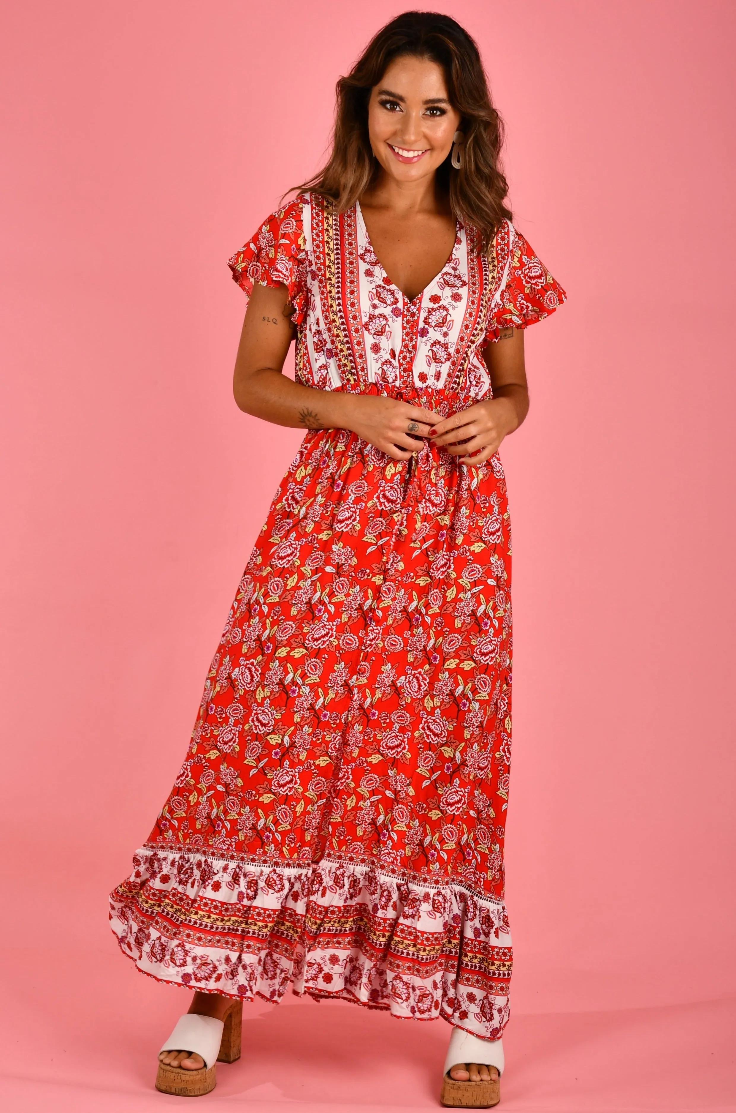 VJHD239 - GIGI MAXI DRESS - JINGLE BELL BLOOM RED