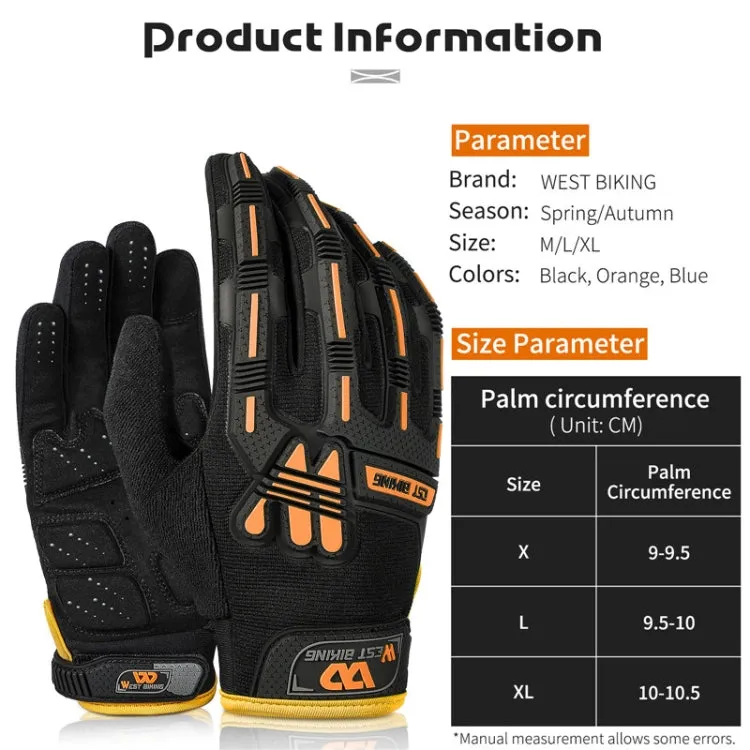 WEST BIKING YP0211208 Riding Gloves Motorcycle Bike Long Finger Non-Slip Touch Screen Gloves, Size: M(Black Blue)