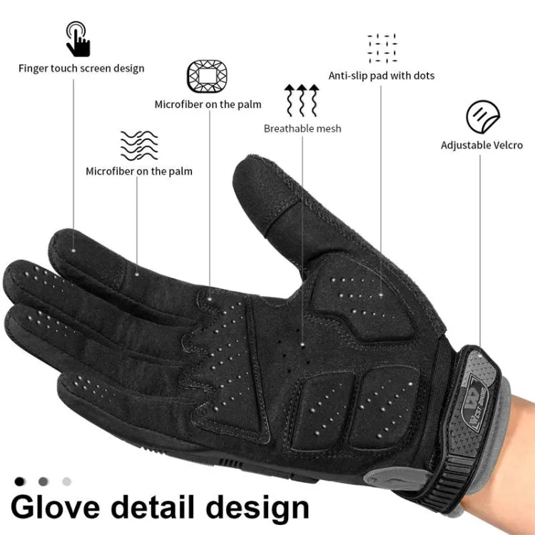 WEST BIKING YP0211208 Riding Gloves Motorcycle Bike Long Finger Non-Slip Touch Screen Gloves, Size: M(Black Blue)