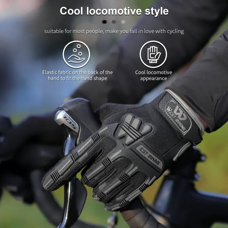 WEST BIKING YP0211208 Riding Gloves Motorcycle Bike Long Finger Non-Slip Touch Screen Gloves, Size: M(Black Blue)