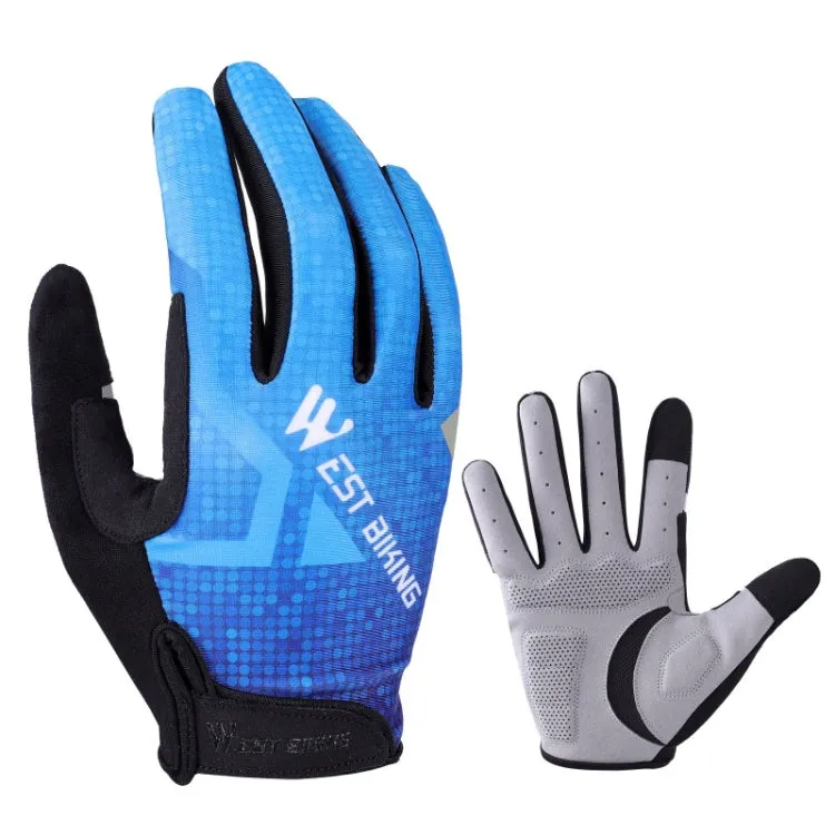 WEST BIKING YP0211216 Riding Gloves Bike Shock Absorption Touch Screen Full Finger Glove, Size: XL(Blue)