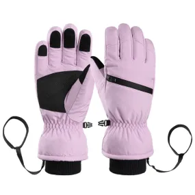 Winter Padded Ski Finger Gloves Outdoor Windproof Warm Sports Gloves, Size: L(Light Purple)