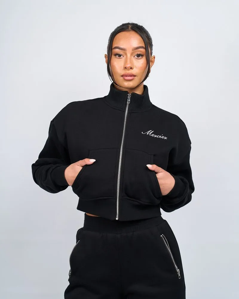 Womens Black Signature Jersey Track Jacket