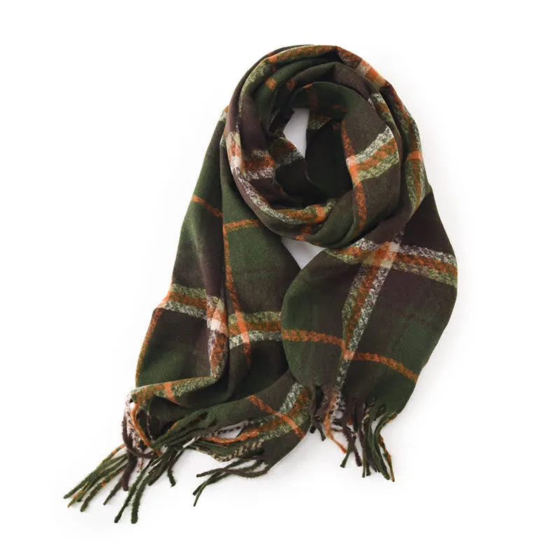 Women's Daily Knit Woven Tartan Checker Scarf