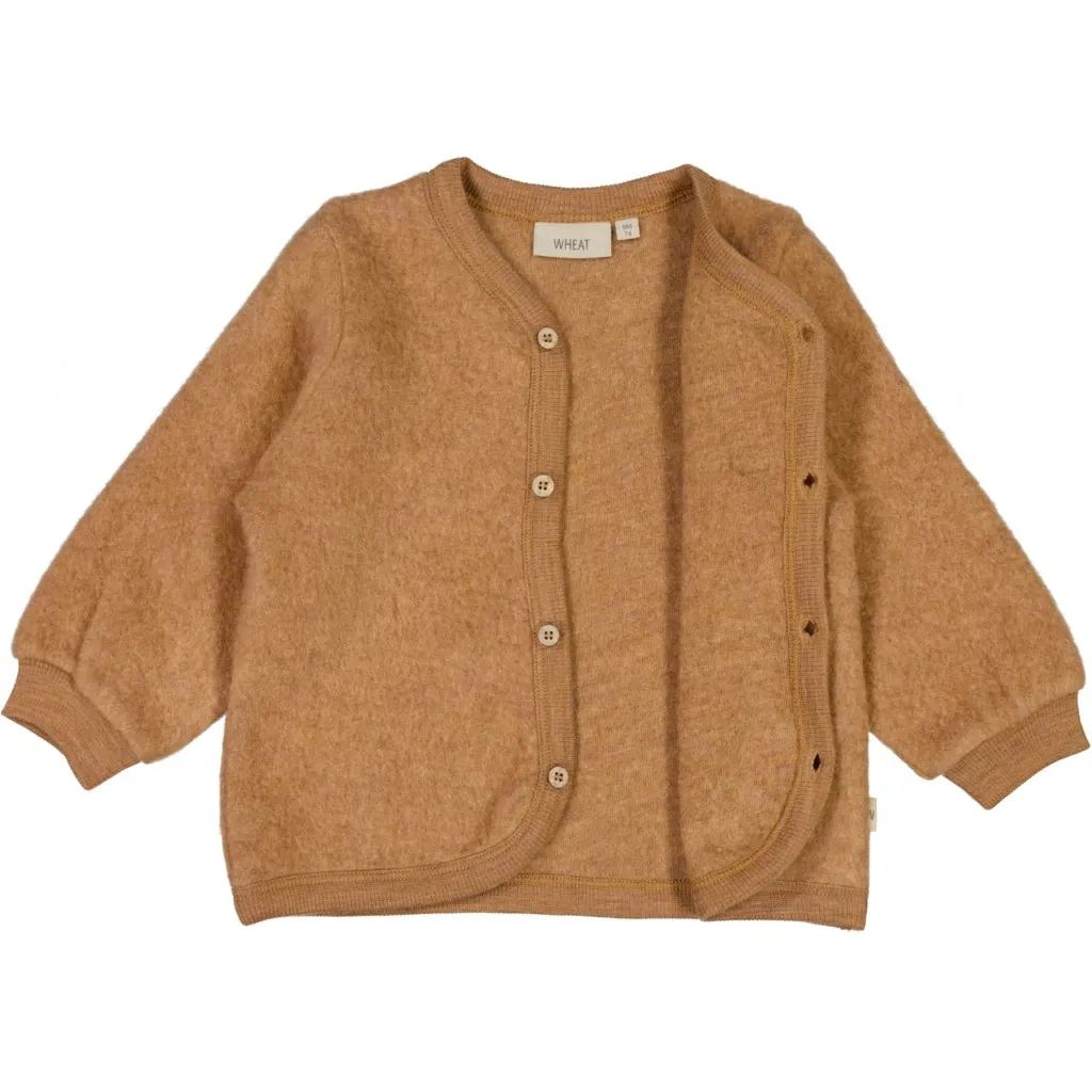 Wool Fleece Cardigan - clay melange