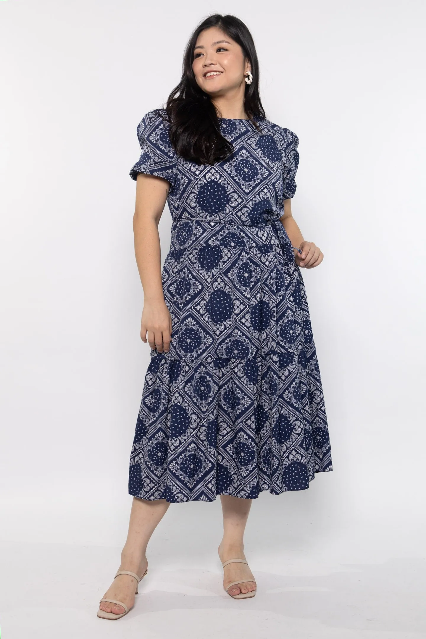 Yvette Dress in Blue Paisley