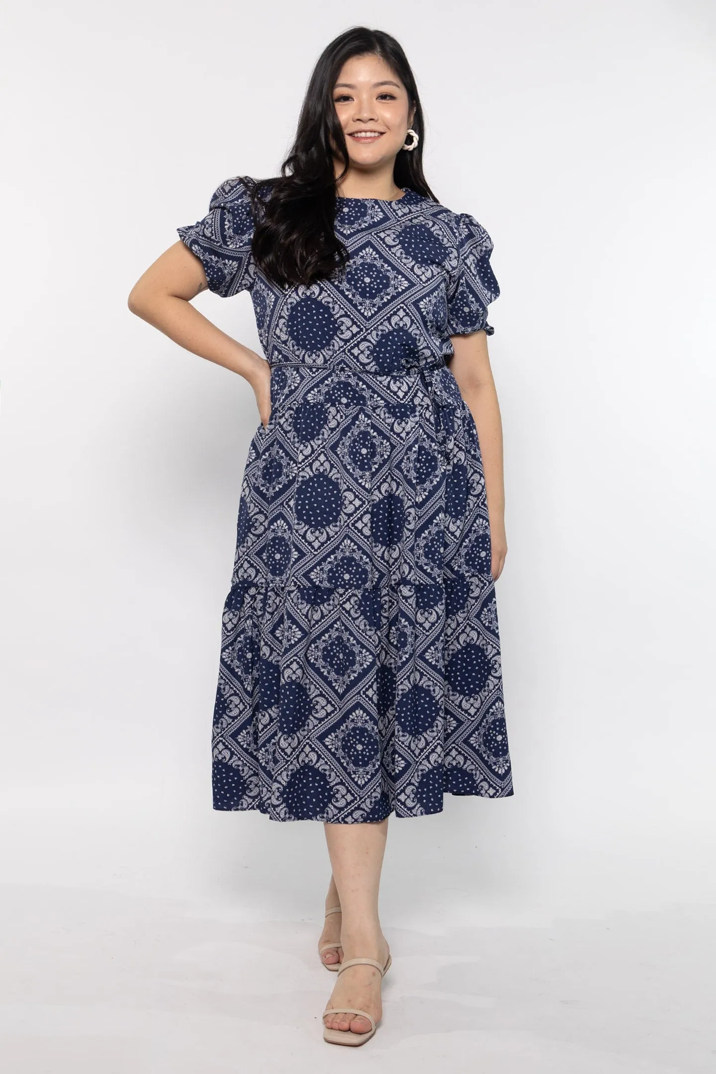 Yvette Dress in Blue Paisley