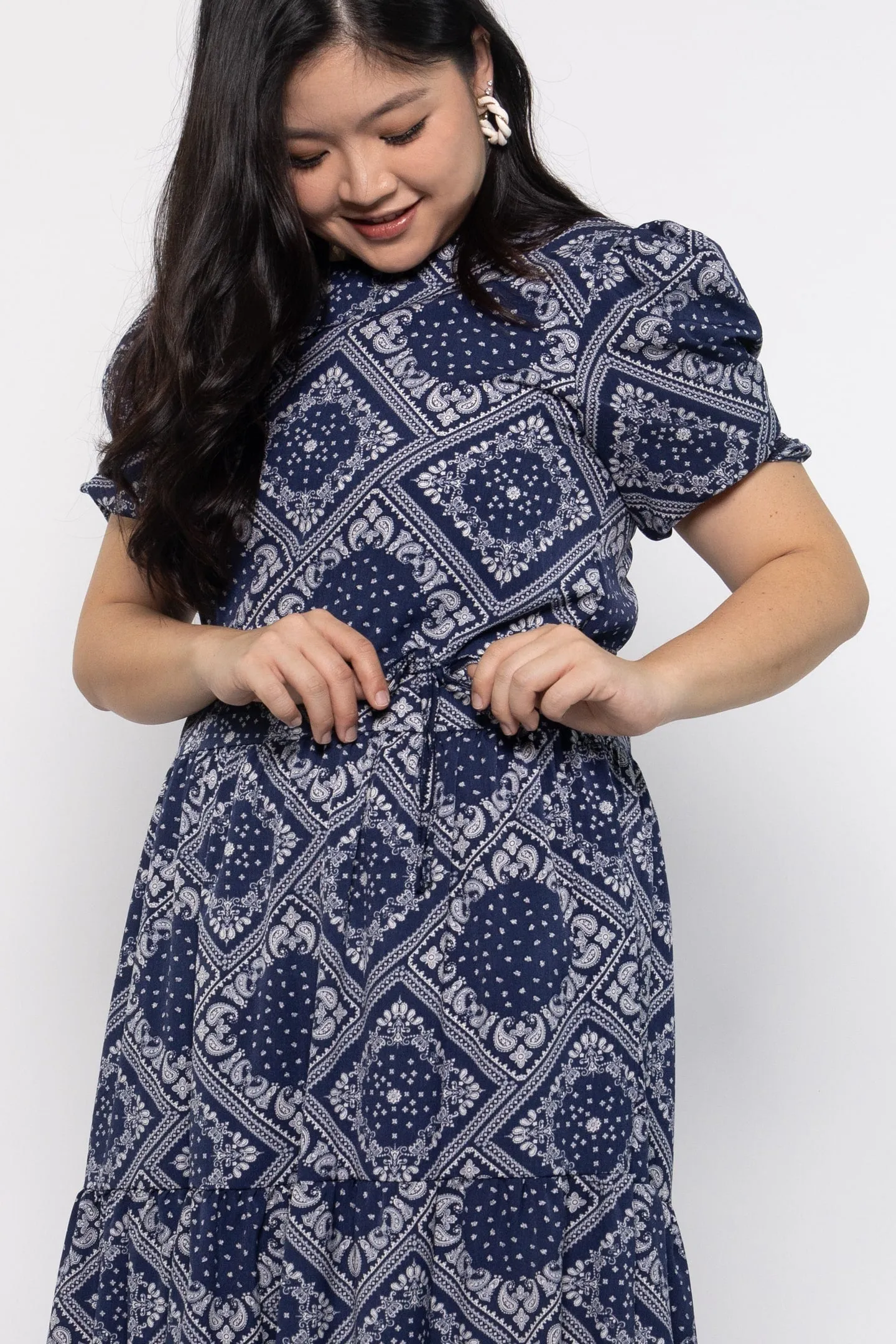 Yvette Dress in Blue Paisley