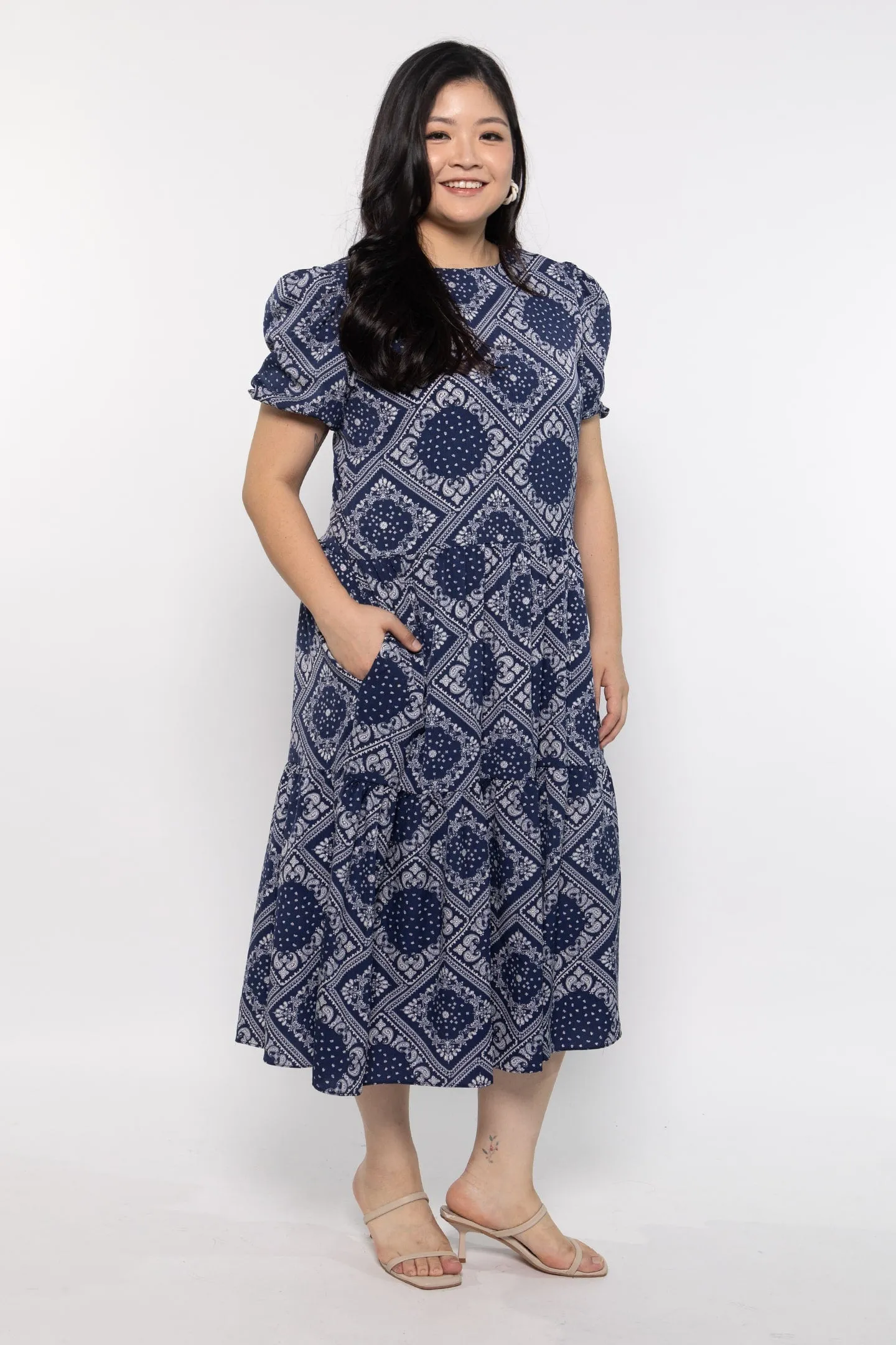 Yvette Dress in Blue Paisley